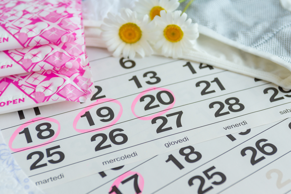 pre-menopause symptoms - irregular period calendar with circled dates