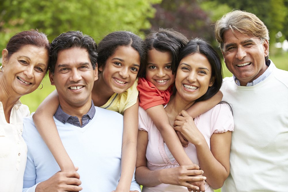 happy indian extended family portrait