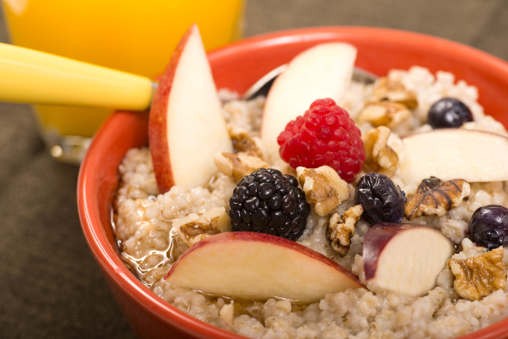 granola and fruits in a bowl