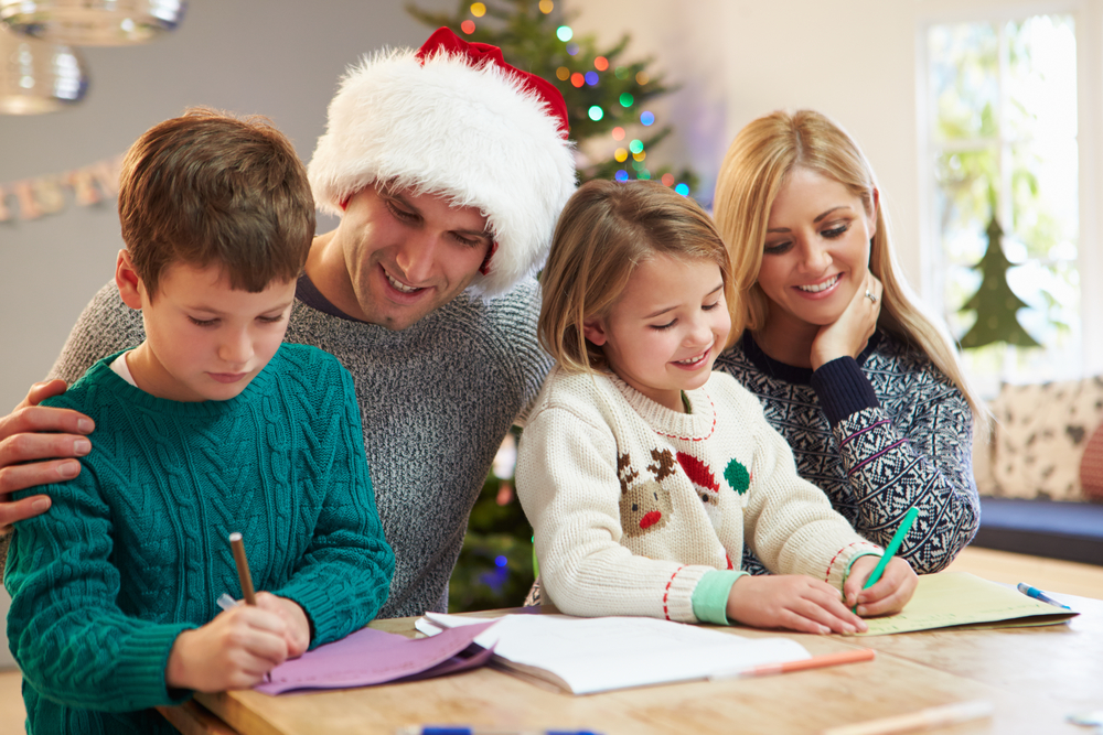united kingdom family writing letters at Christmas